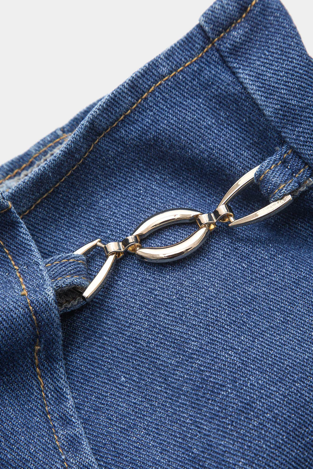 Denim Metallic Zipper Skirt sold by Micas product image thumbnail 3