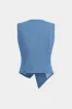 Denim Asymmetrical Button V-Neck Sleeveless Tank Top And Pleated Trousers sold by Micas
