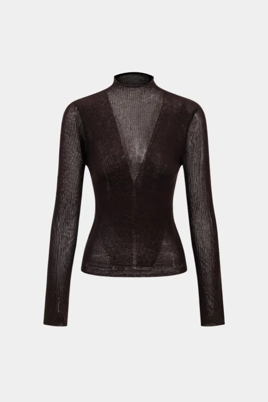 Knit Mock Neck Long-Sleeve Top sold by Micas