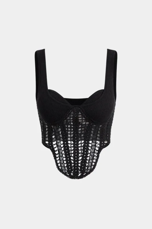 Strikket udskåret bustier tank top sold by Micas