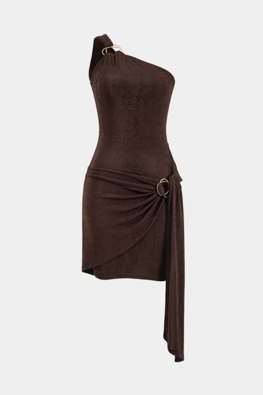 Ruched One Shoulder Sleeveless Mini Dress sold by Micas