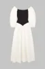 Patchwork Off Shoulder Long Sleeve Midi Dress sold by Micas