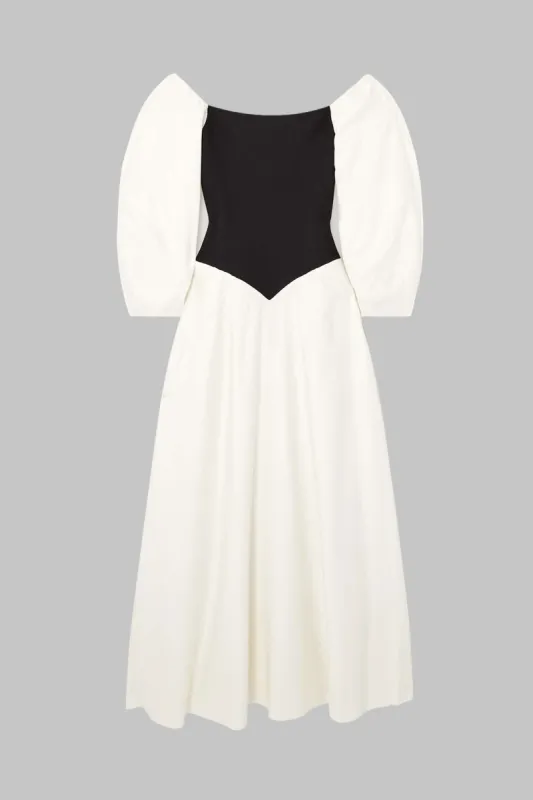 Patchwork Off Shoulder Long Sleeve Midi Dress sold by Micas