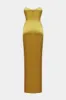 Satin Patchwork Twist Knot Strapless Maxi Dress sold by Micas