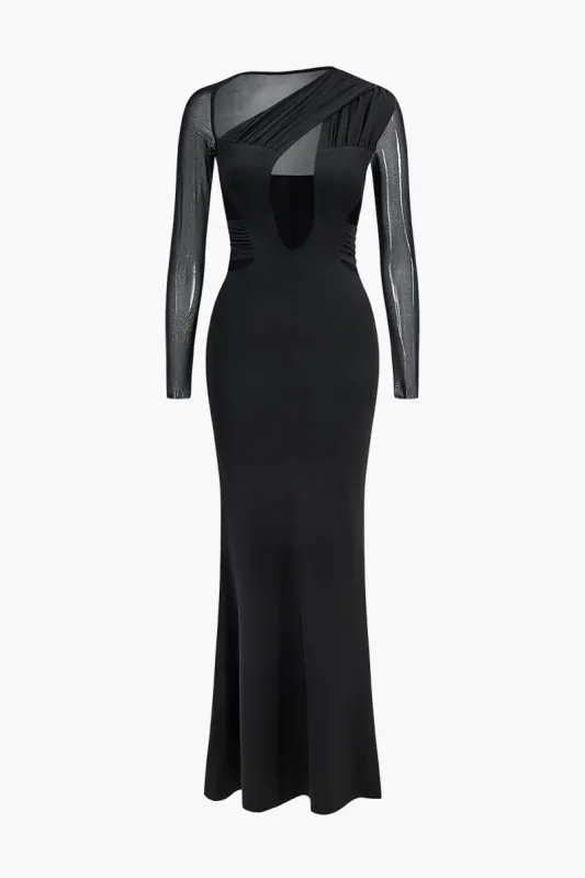 Mesh Cut Out Long Sleeve Maxi Dress sold by Micas