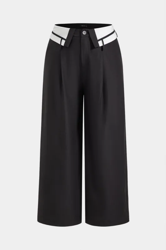 Plus Size Pleated Patchwork Wide Leg Trousers sold by Micas