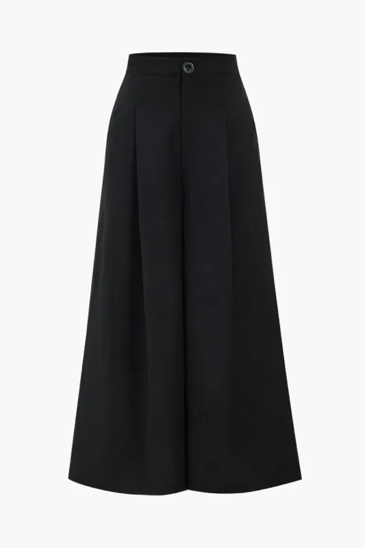 Pleated Button Wide Leg Trousers sold by Micas