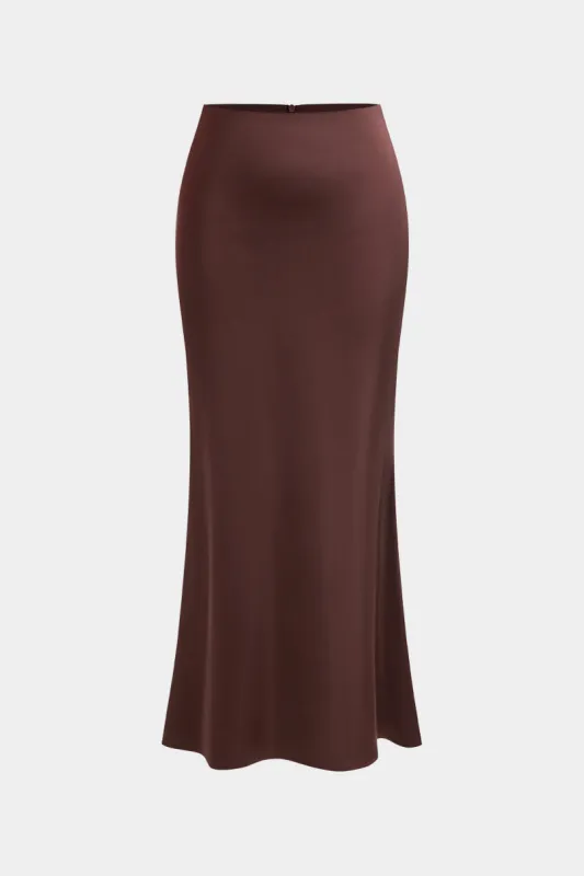 Satin Zipper Skirt sold by Micas