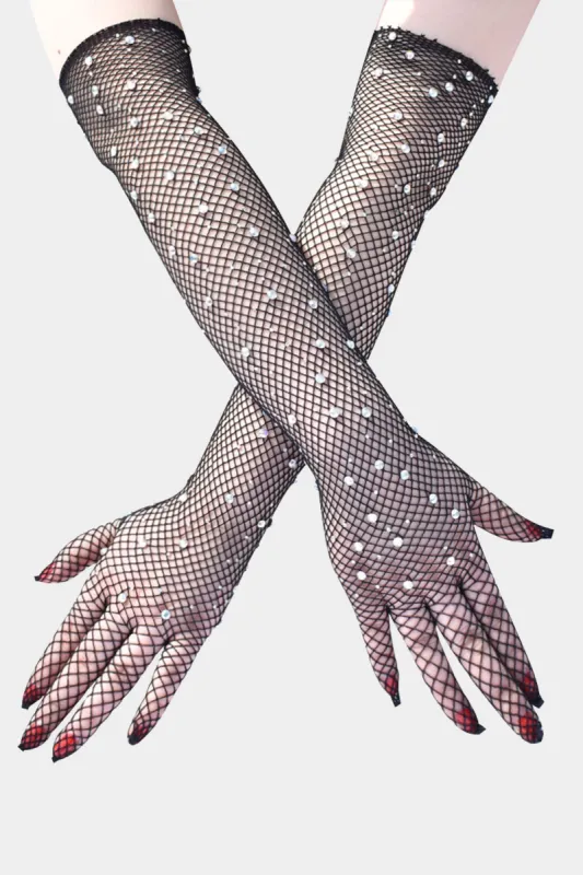 Fishnet Rhinestones Gloves sold by Micas