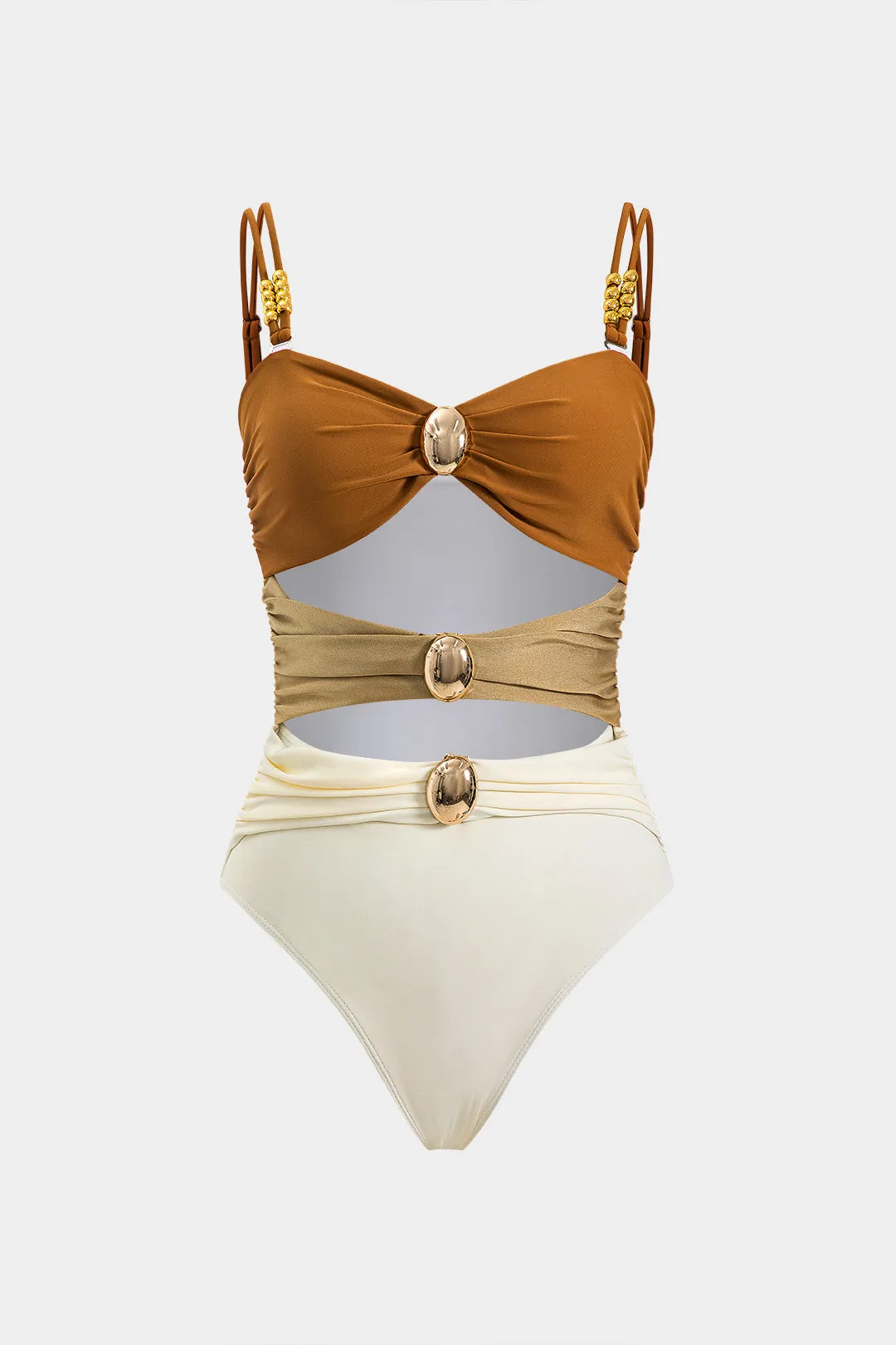 Mavekontrol udskåret slip badetøj og ruched spalte cover up sæt sold by Micas product image thumbnail 2