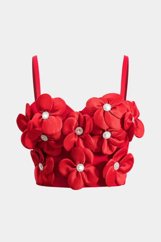 3D Flower Rhinestone Slip Cami Top sold by Micas