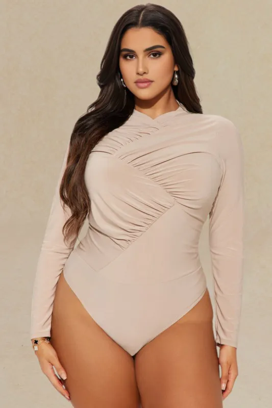 Plus Size Ruched Long Sleeve Bodysuit sold by Micas