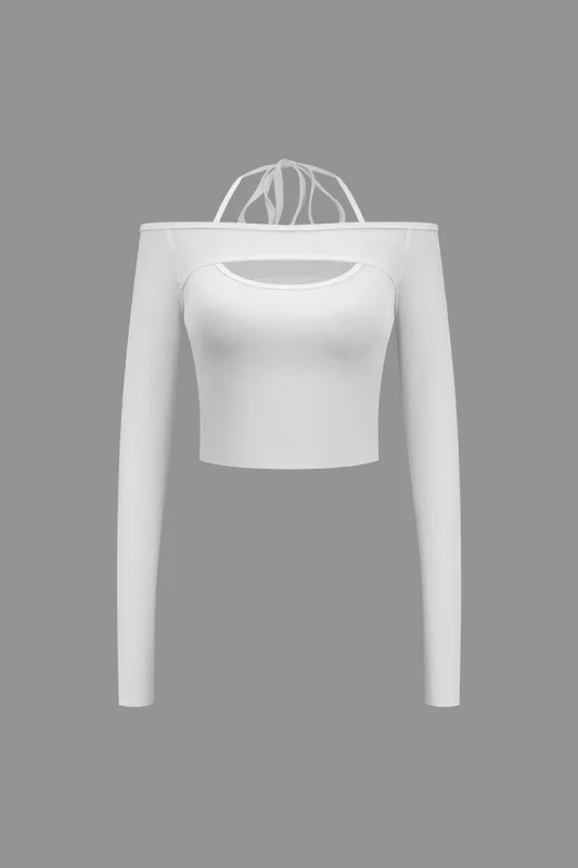 Backless Tie Back Long-Sleeve Top sold by Micas