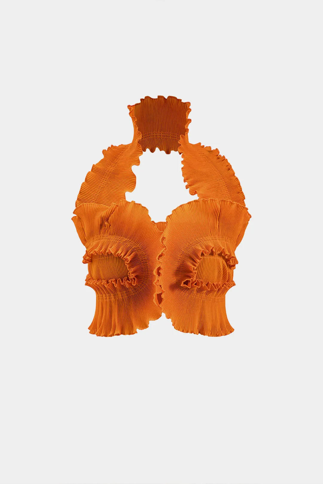 Halter hals ruffle tube top og høj talje plisseret brede benbukser sæt sold by Micas product image thumbnail 2