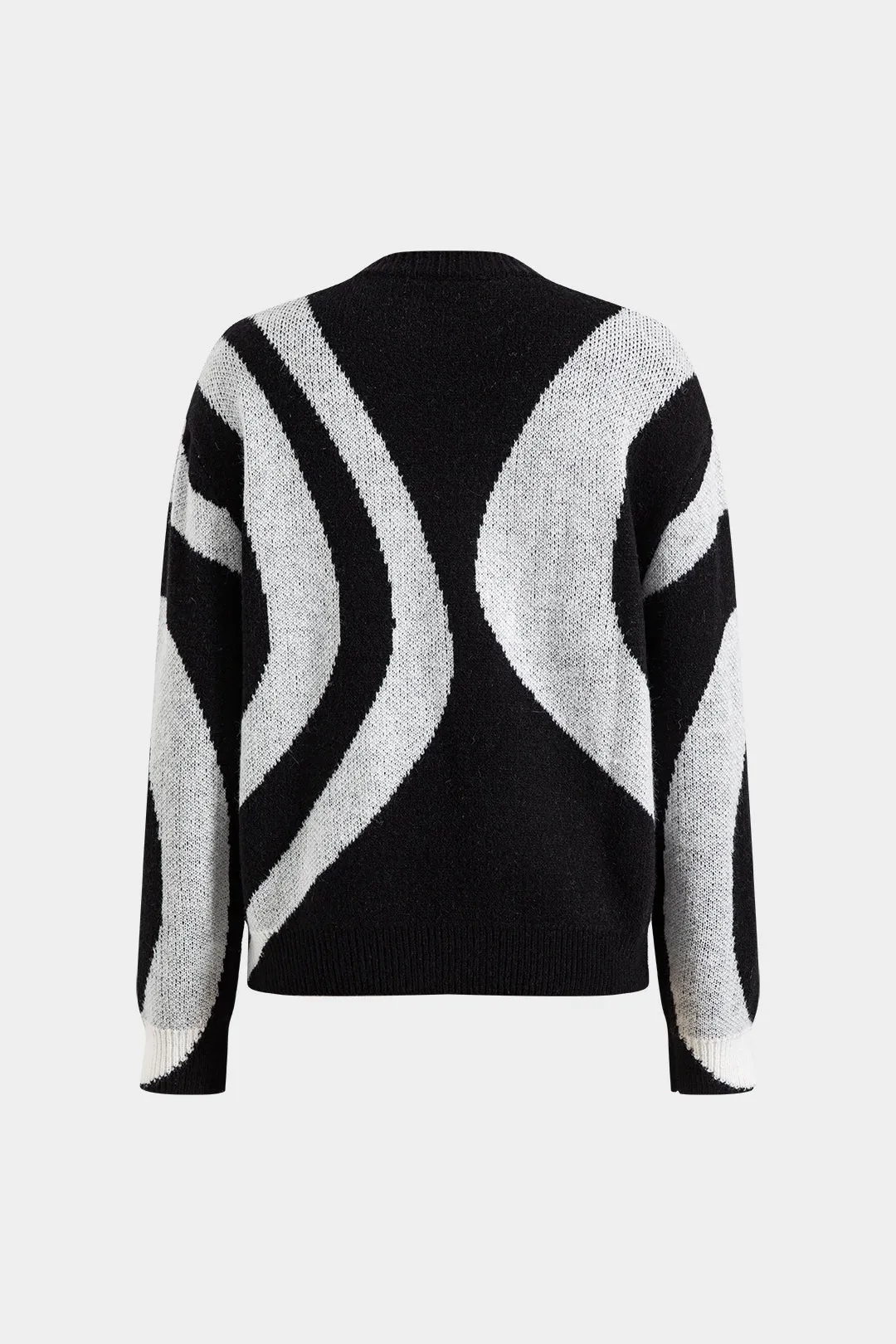 Sweater Zebra Stripe Round Neck Long-Sleeve Top sold by Micas product image thumbnail 2