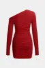 Ruched Asymmetry Neck Long Sleeve Mini Dress sold by Micas