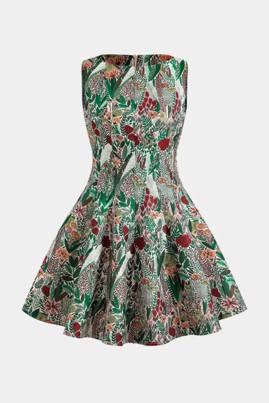 Jacquard lynlås rundt nakke ærmeløs mini kjole sold by Micas