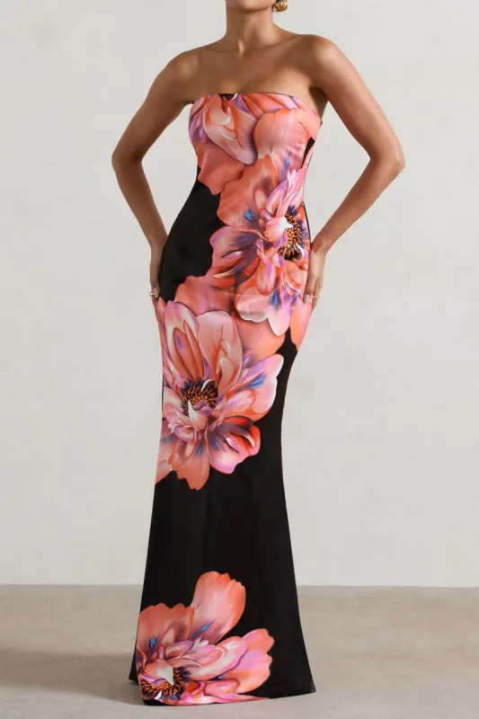 Floral Print Strapless Maxi Dress sold by Micas