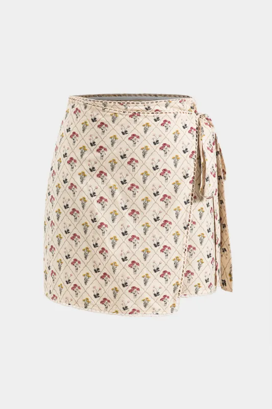 Floral Print Tie Front Skirt sold by Micas