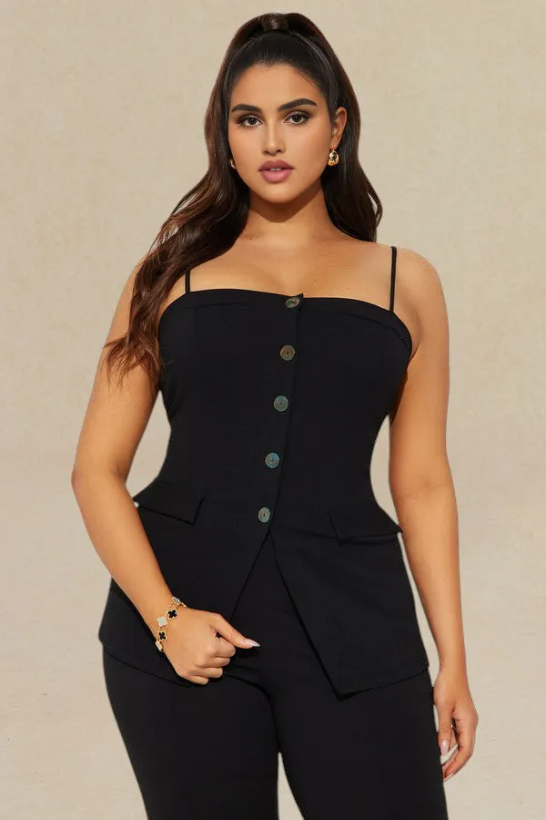 Plus Size Button Pocket Slip Tank Top And High Waist Wide Leg Trousers Set sold by Micas product image thumbnail 3
