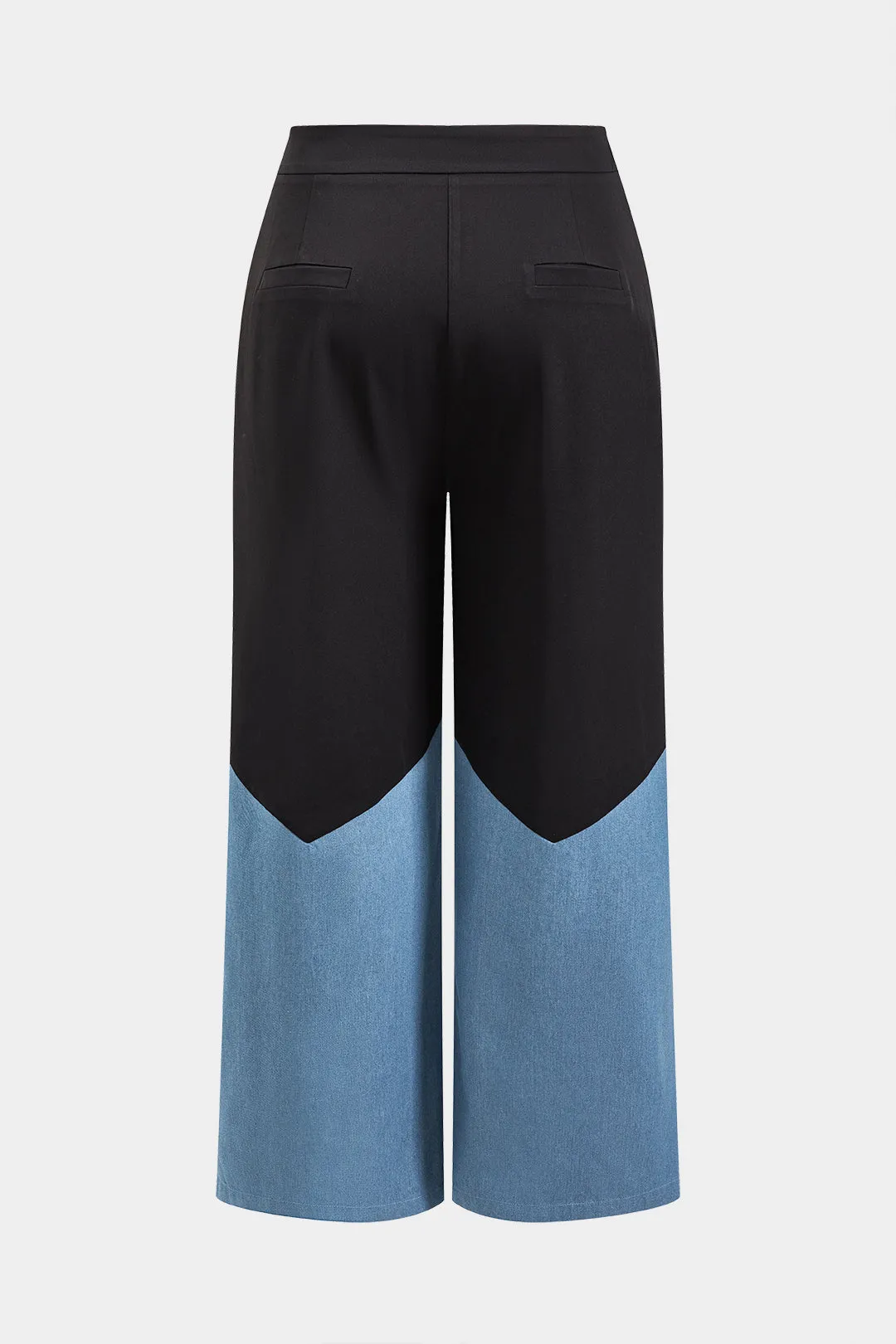 Plus størrelse denim høj talje patchwork brede ben bukser sold by Micas product image thumbnail 2