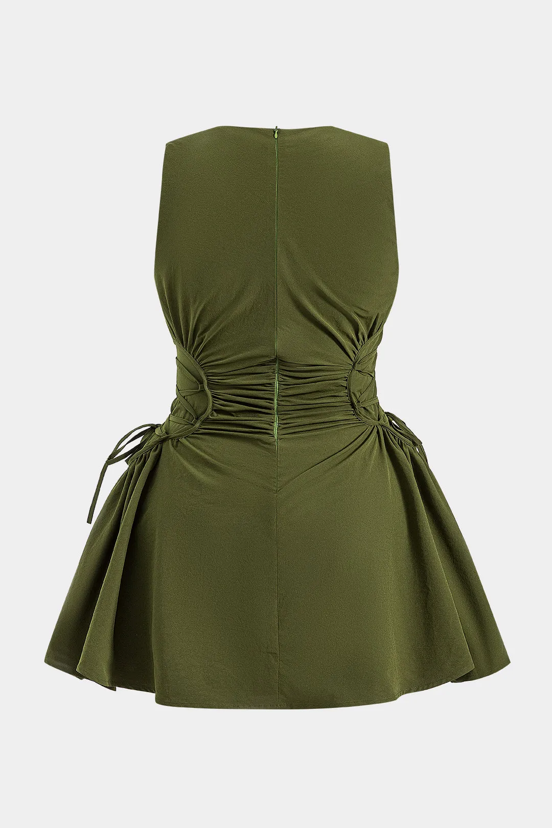 Plus størrelse knyttet lynlås ærmeløs mini kjole sold by Micas product image thumbnail 2