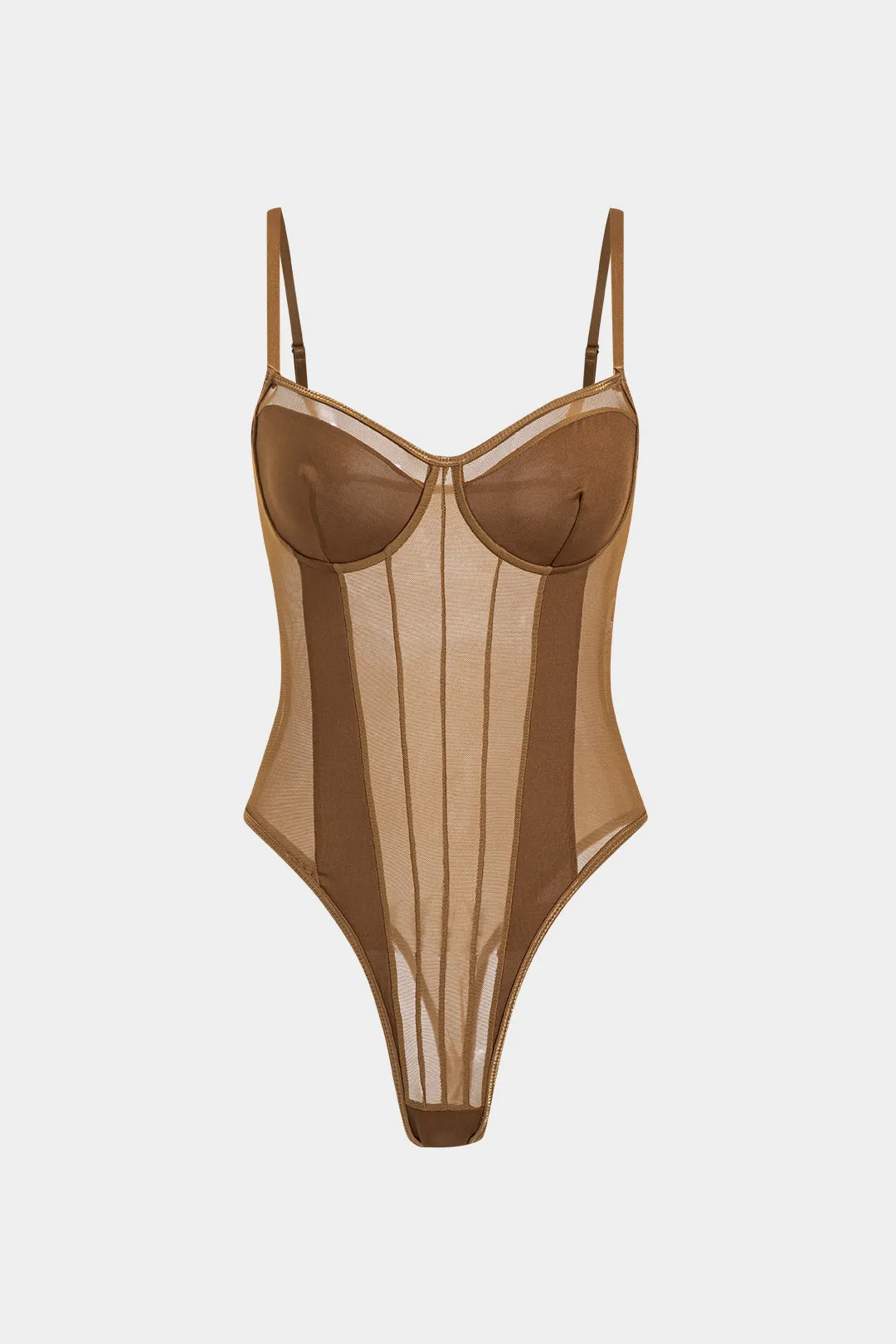 Mesh rygfri ren patchwork korset slip bodysuit sold by Micas