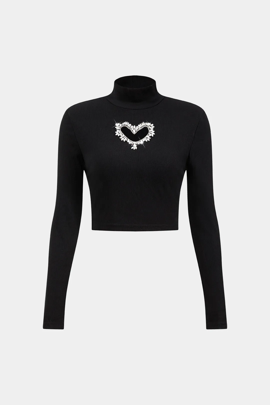 Hjerteform Rhinestone Mock Neck Langærmet top og nederdel sæt sold by Micas product image thumbnail 2