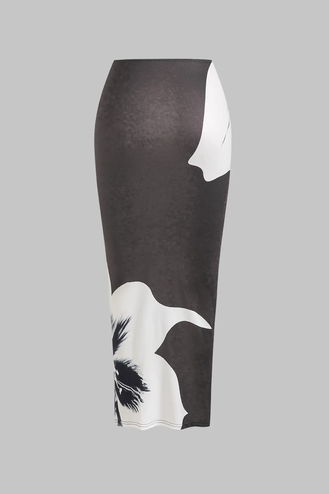 Abstract Print Ruched Mock Neck Long Sleeve Top And Slit Skirt Set sold by Micas product image thumbnail 5