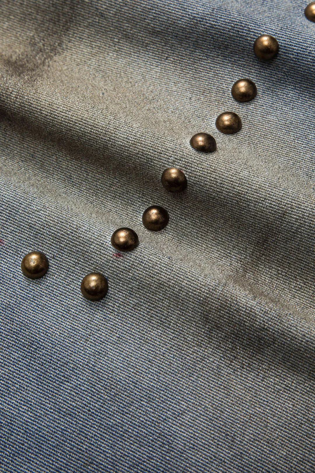 Denim Metallic Star Shape Rivet Pocket Button Wide Leg Jeans sold by Micas product image thumbnail 3