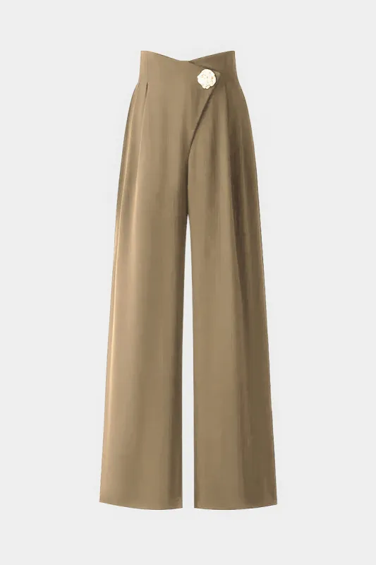 Metallic Pocket Crossed High Waist Wide Leg Trousers sold by Micas