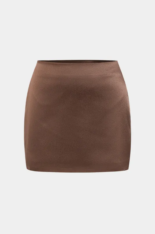 Solid Satin High Waist Skirt sold by Micas