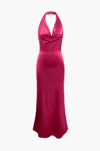 Halter Neck Satin Maxi Dress sold by Micas