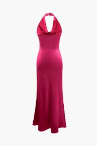 Halter Neck Satin Maxi Dress sold by Micas