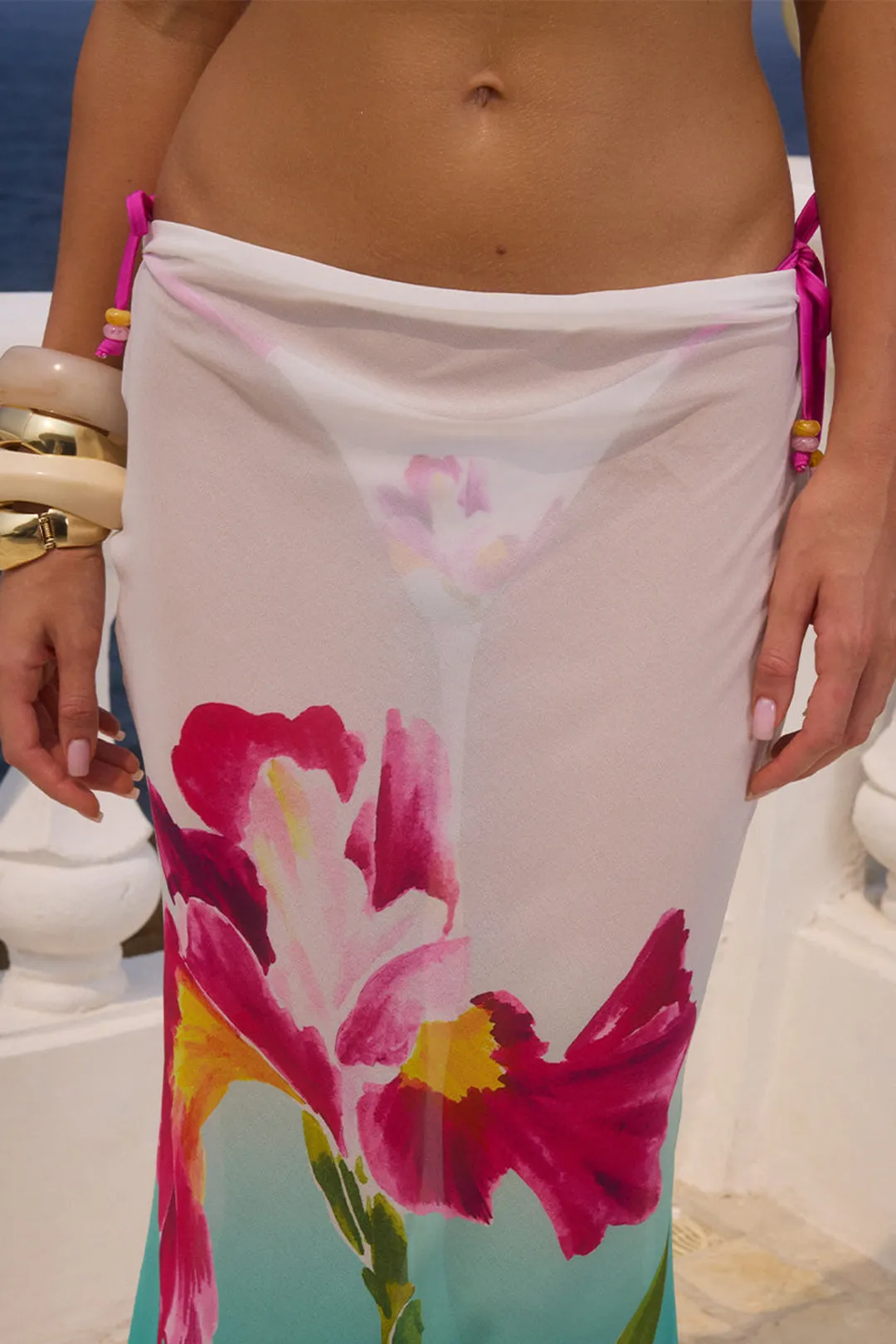 Floral Print Backless Tie Back Bikini And Cover Up Set sold by Micas product image thumbnail 3