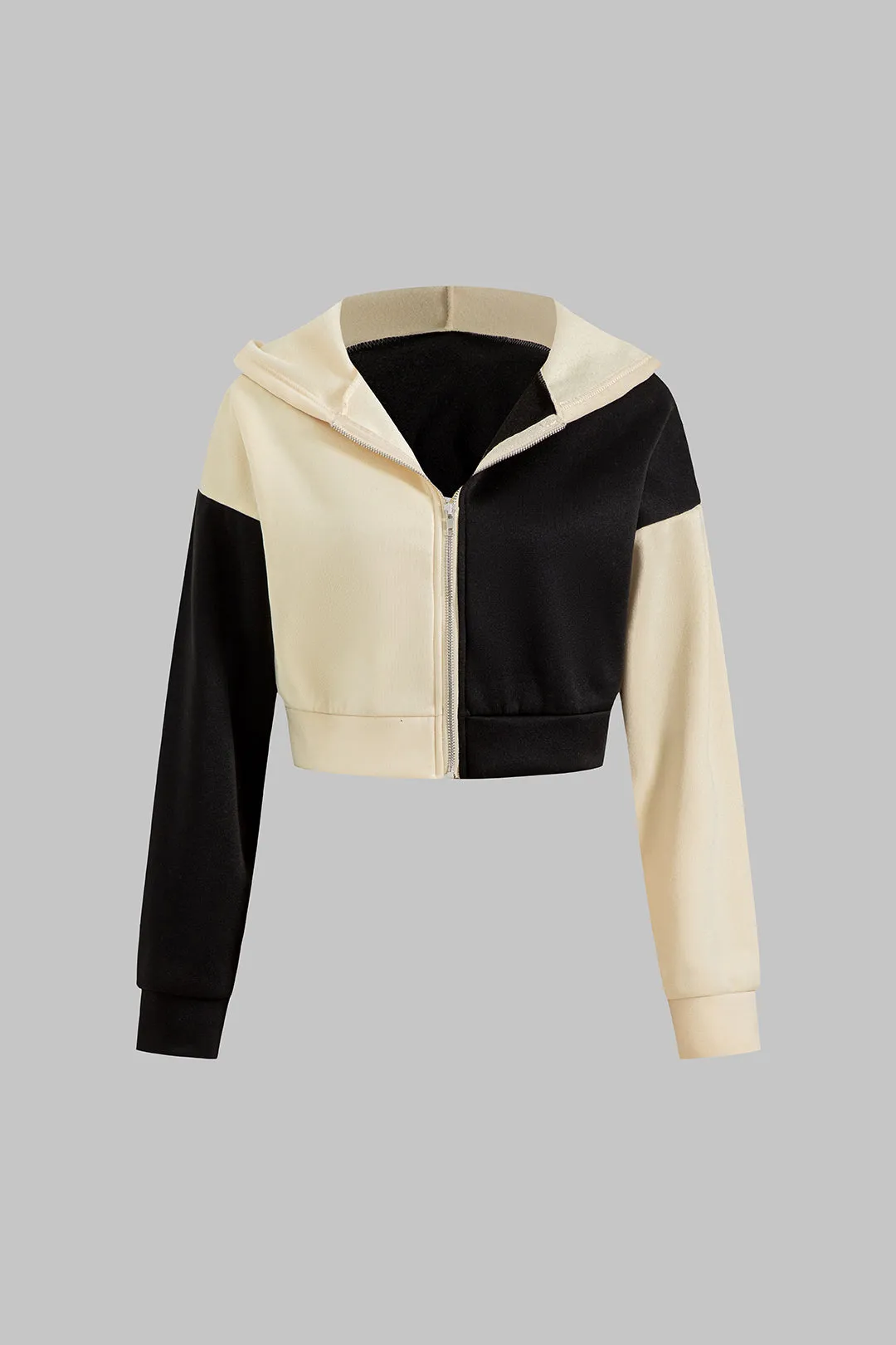 Hooded Zipper Patchwork Langærmet top og lommeudtrækbukser sæt sold by Micas product image thumbnail 2