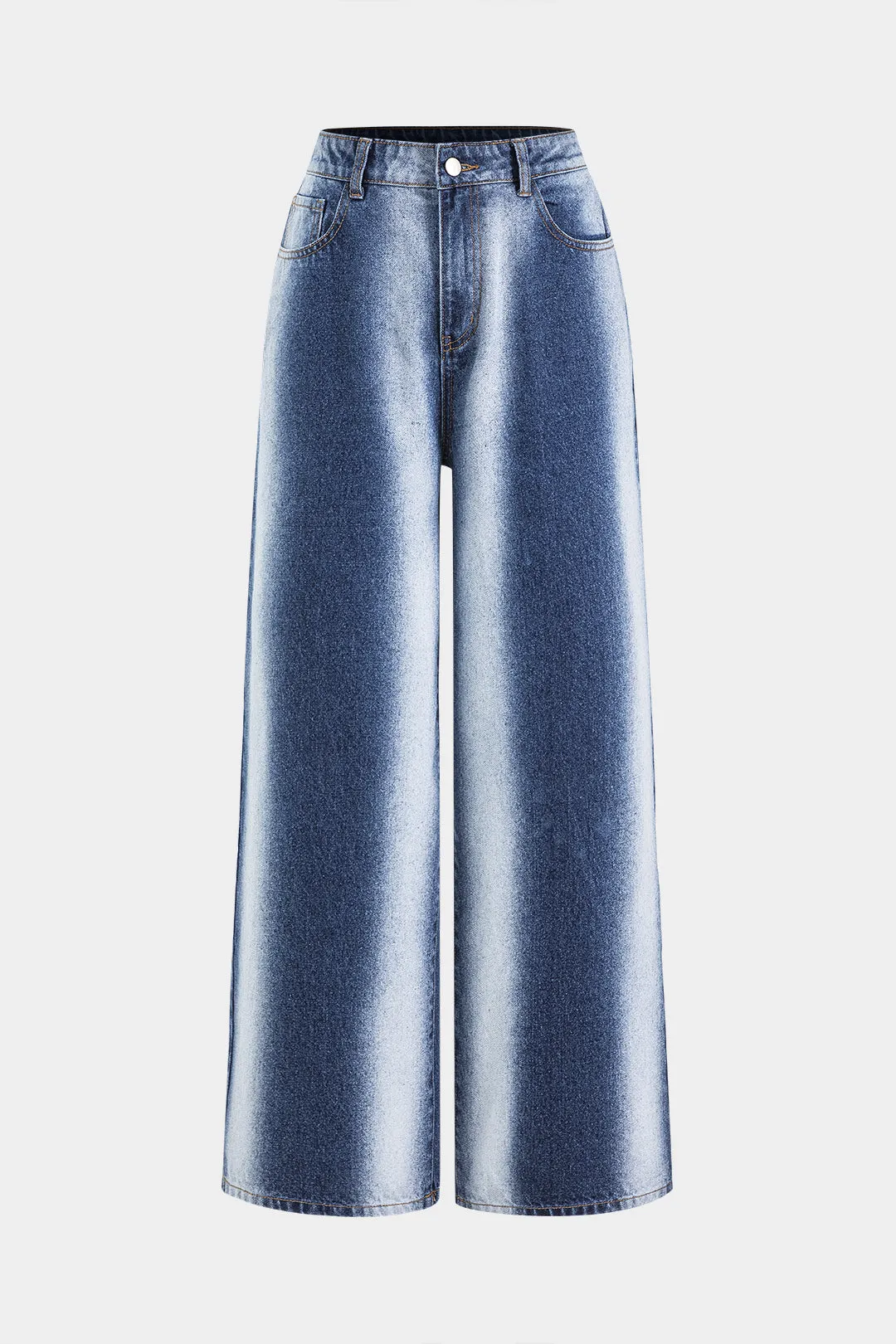 Denim Ombre Button Pocket High Waist Jeans sold by Micas