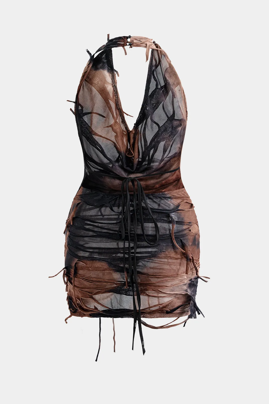 Plus størrelse slips farvestofprint slips front halter hals mini kjole sold by Micas product image thumbnail 2