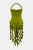 Plus størrelse halter hals rygfri mini kjole sold by Micas