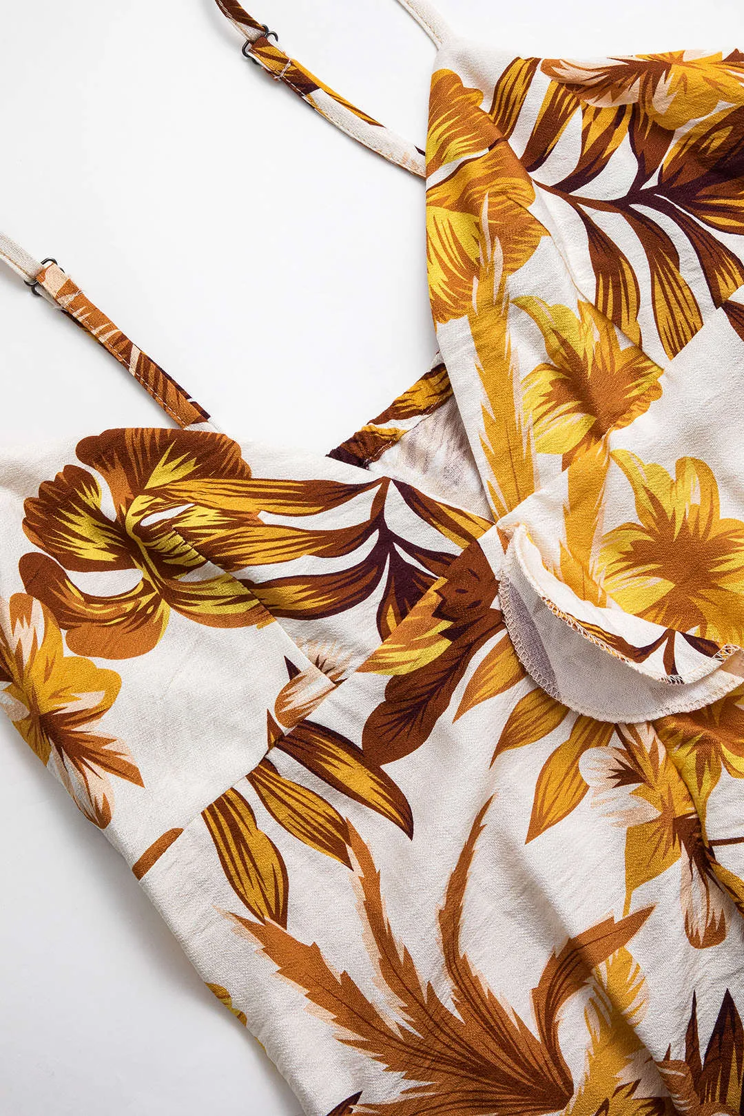 Leaves Print Ruffle Slip Mini Dress sold by Micas product image thumbnail 3