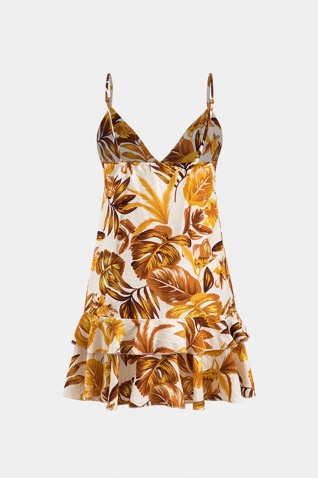 Leaves Print Ruffle Slip Mini Dress sold by Micas product image thumbnail 2