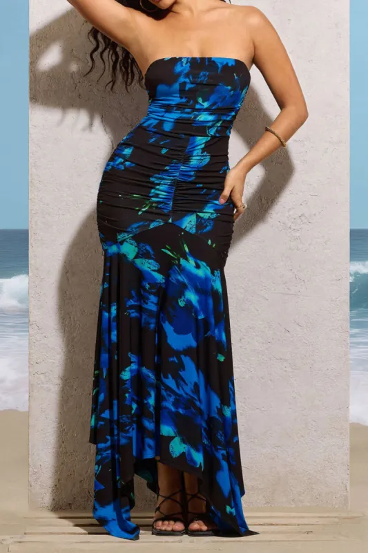 Floral Print Ruched Strapless Maxi Dress sold by Micas