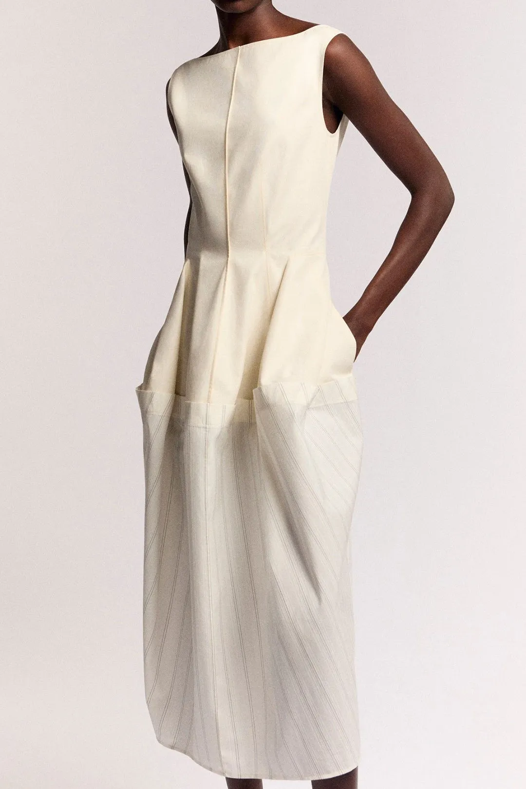 Patchwork Sleeveless Midi Dress sold by Micas