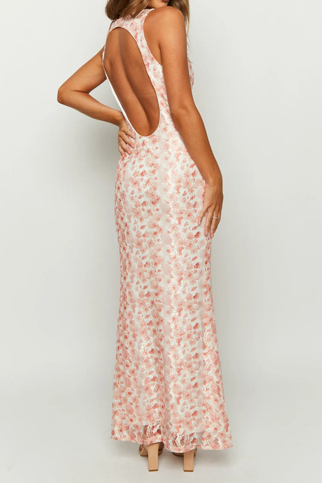 Floral Print V-Neck Backless Sleeveless Maxi Dress sold by Micas product image thumbnail 2