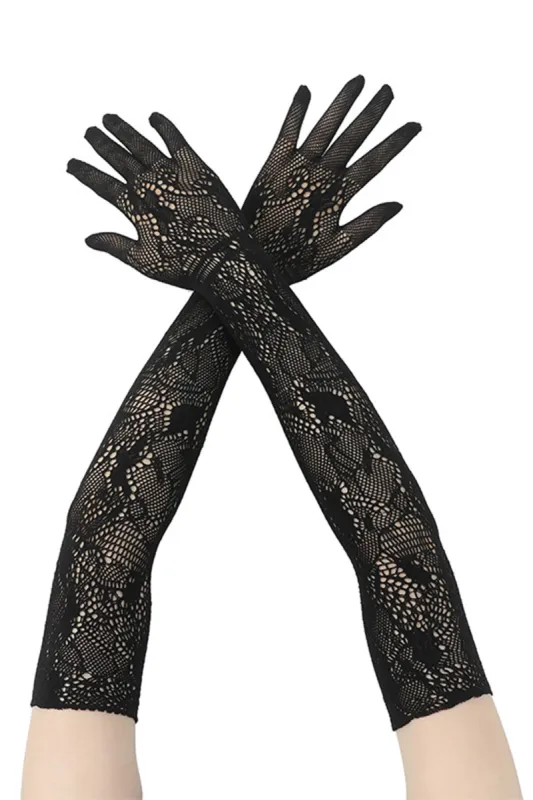 Lace Cut Out Long Gloves sold by Micas