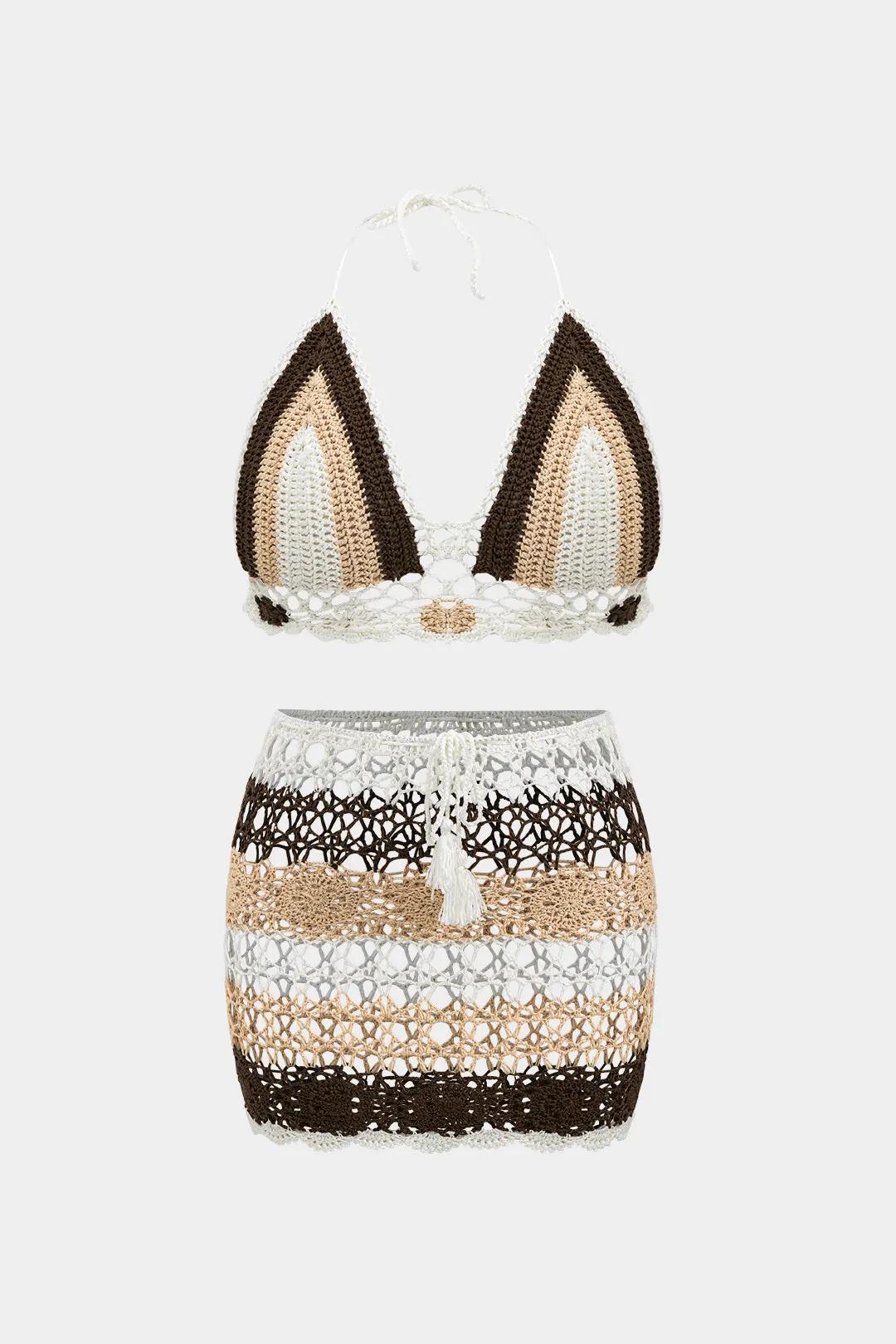 Plus størrelse udskåret rygfri slips tilbage bikini sæt sold by Micas