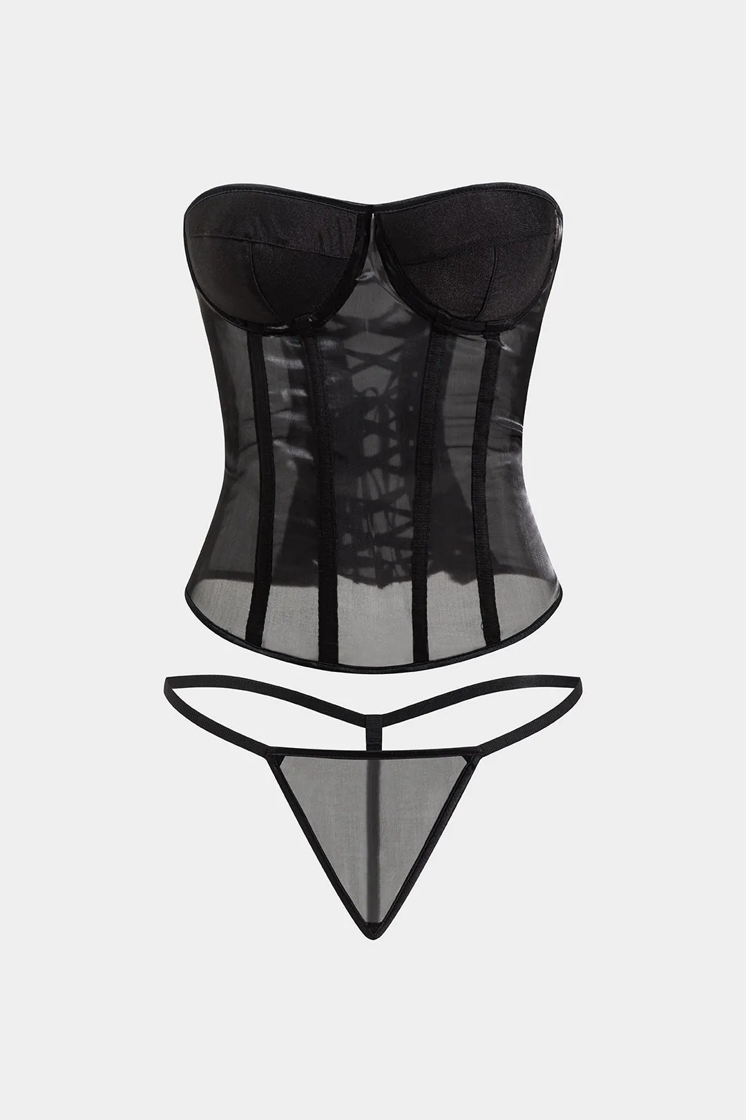 Chiffon slips tilbage korset bustier stropløs rør top med thong sold by Micas