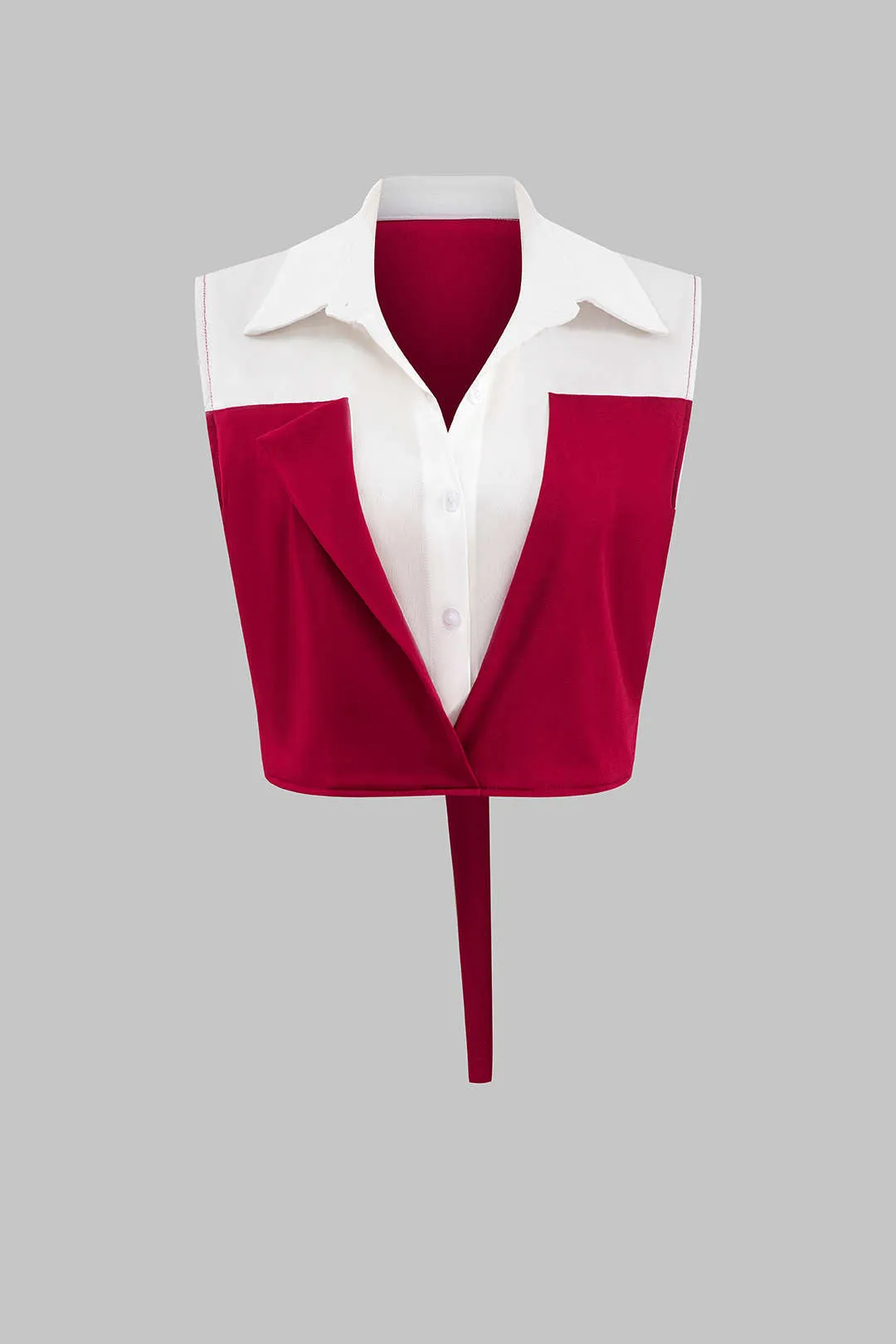 Patchwork -knap slips ærmeløs top og lynlås lomme bukser sæt sold by Micas product image thumbnail 3