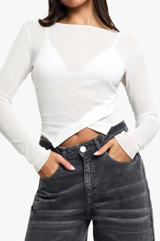 Asymmetrical Long-Sleeve Top sold by Micas