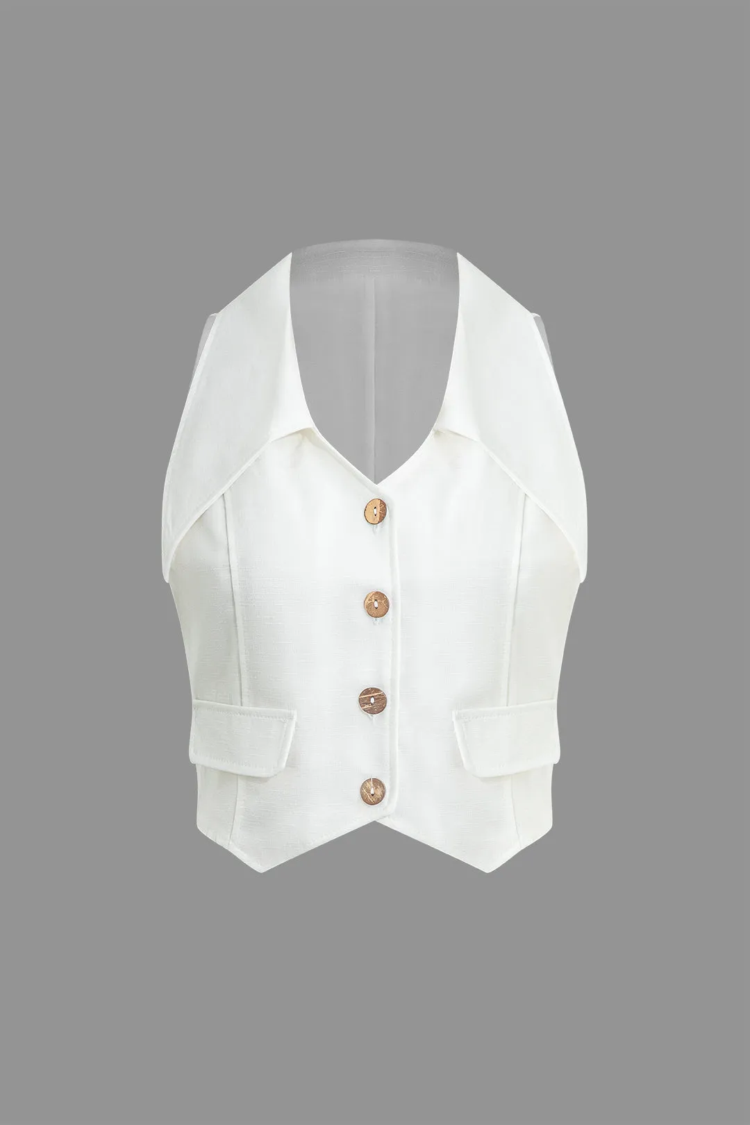 Linneknap lomme ærmeløs tank top og bukser sæt sold by Micas product image thumbnail 3